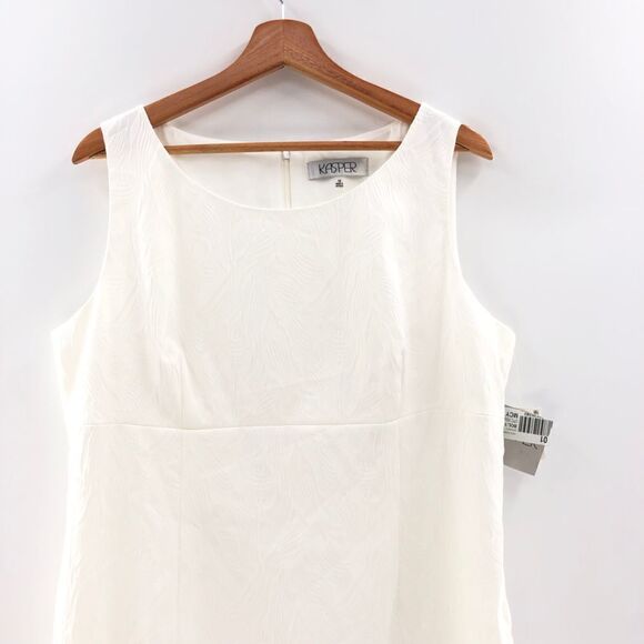 Kasper Textured Leaf Jacquard‎ Embroid Vanilla Ice Dress 16 - Picture 4 of 11